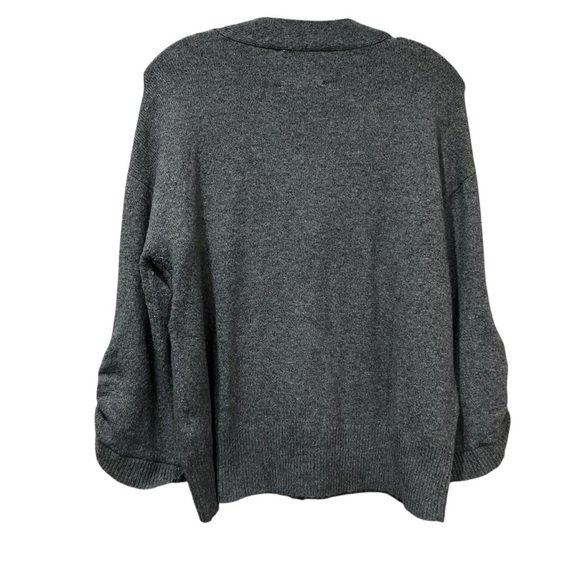 Sam Edelman XS Gray V Neck Button RUFFLED SLEEVES CARDIGAN SWEATER Vegan B4 - Picture 3 of 7
